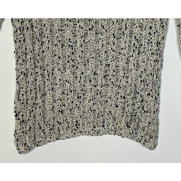 Alice +Olivia Ivory Black Silver Shimmery Crochet Knit Sweater Pullover Top - Picture 7 of 9